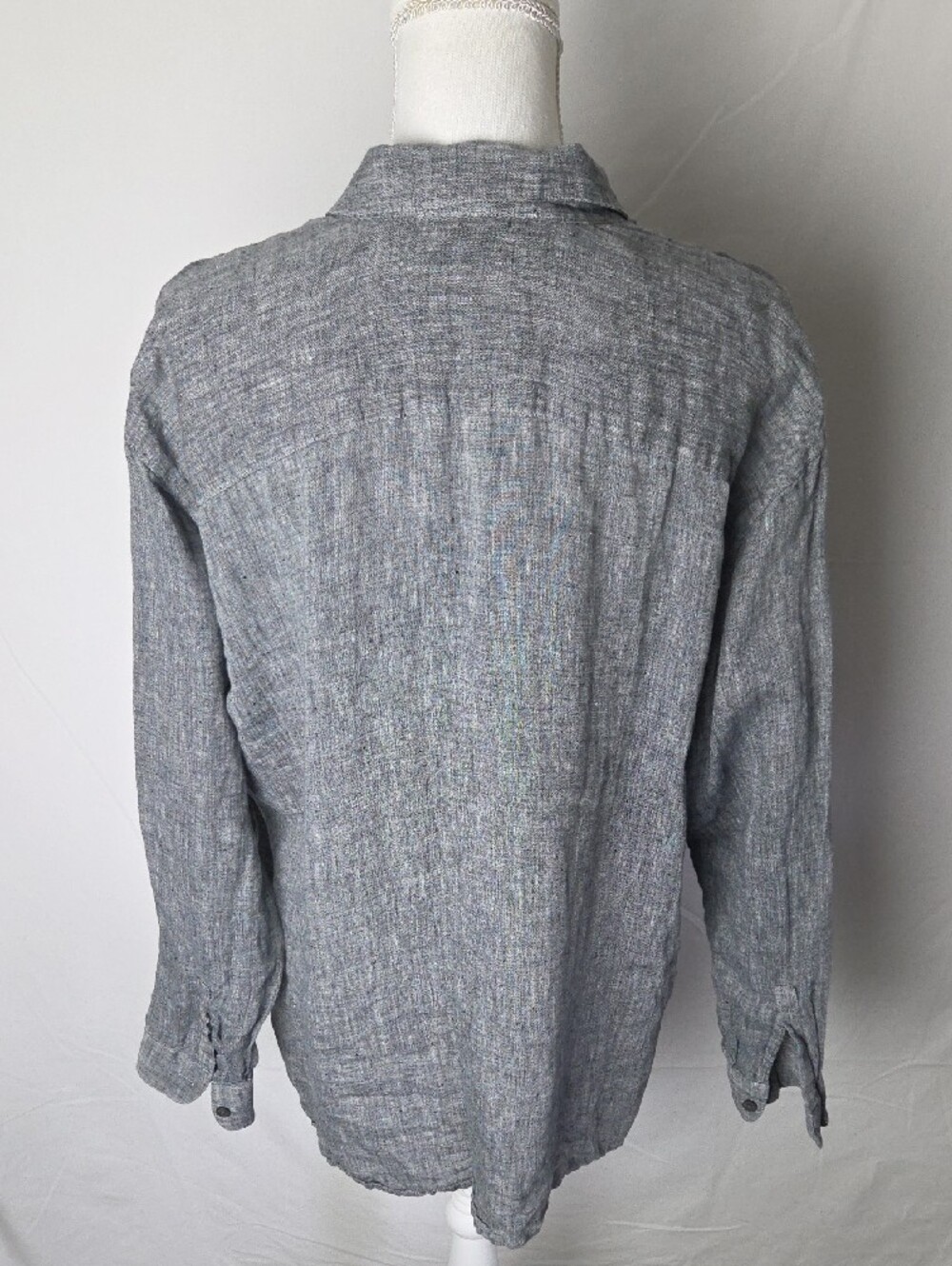 J.Jill Love Linen Womens Button Up Shirt Long Sleeve Relaxed Charcoal Large - Picture 5 of 8